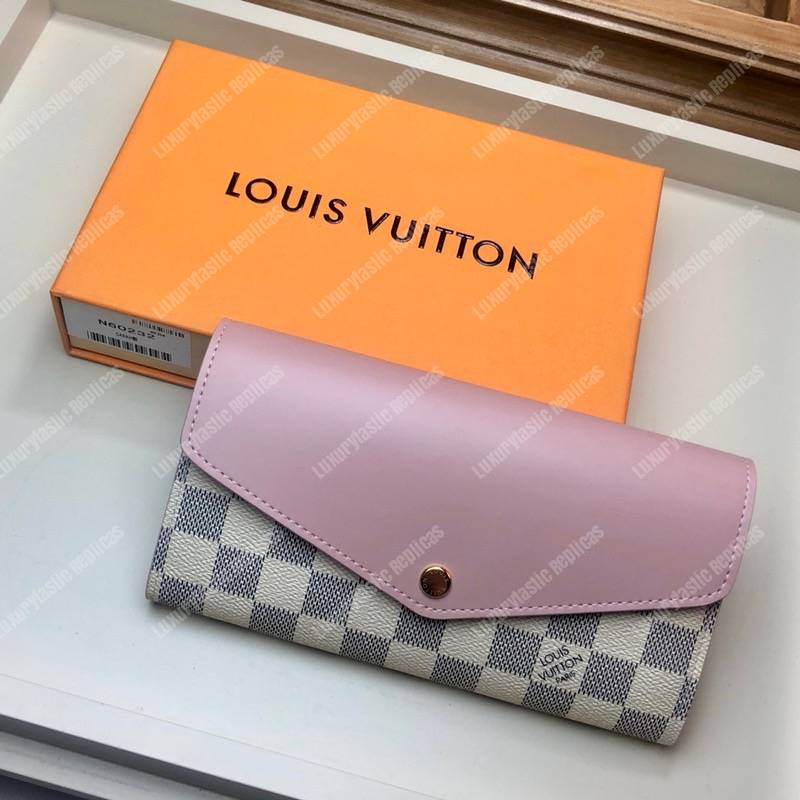 LV Sarah Wallet Damier Azur Eau de Rose Pink