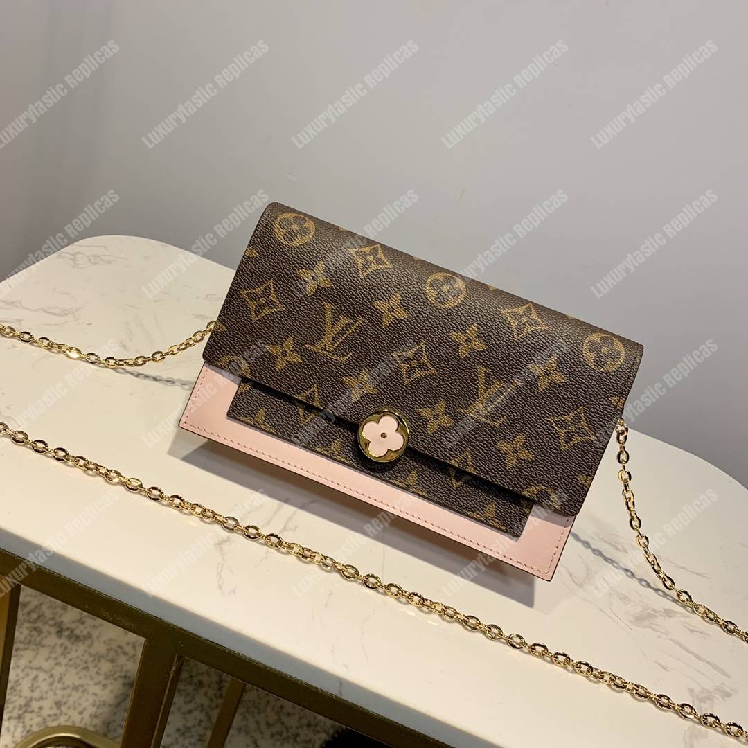 LV Flore Chain Wallet Rose Ballerine