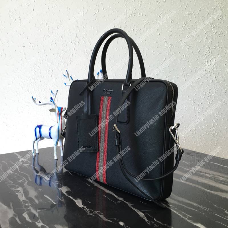 Pra*a saffiano leather work bag red
