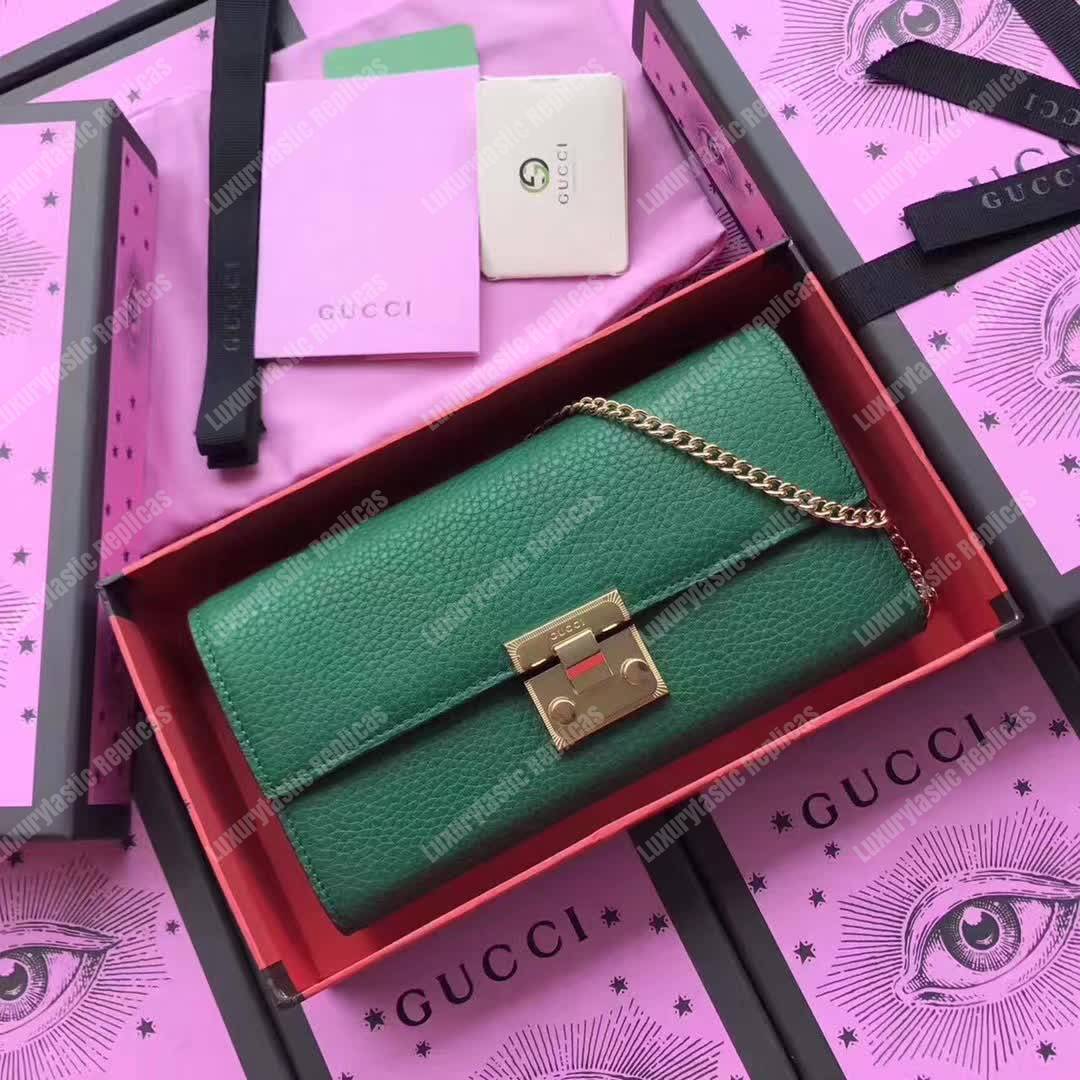 G*u*i padlock continental wallet emerald green