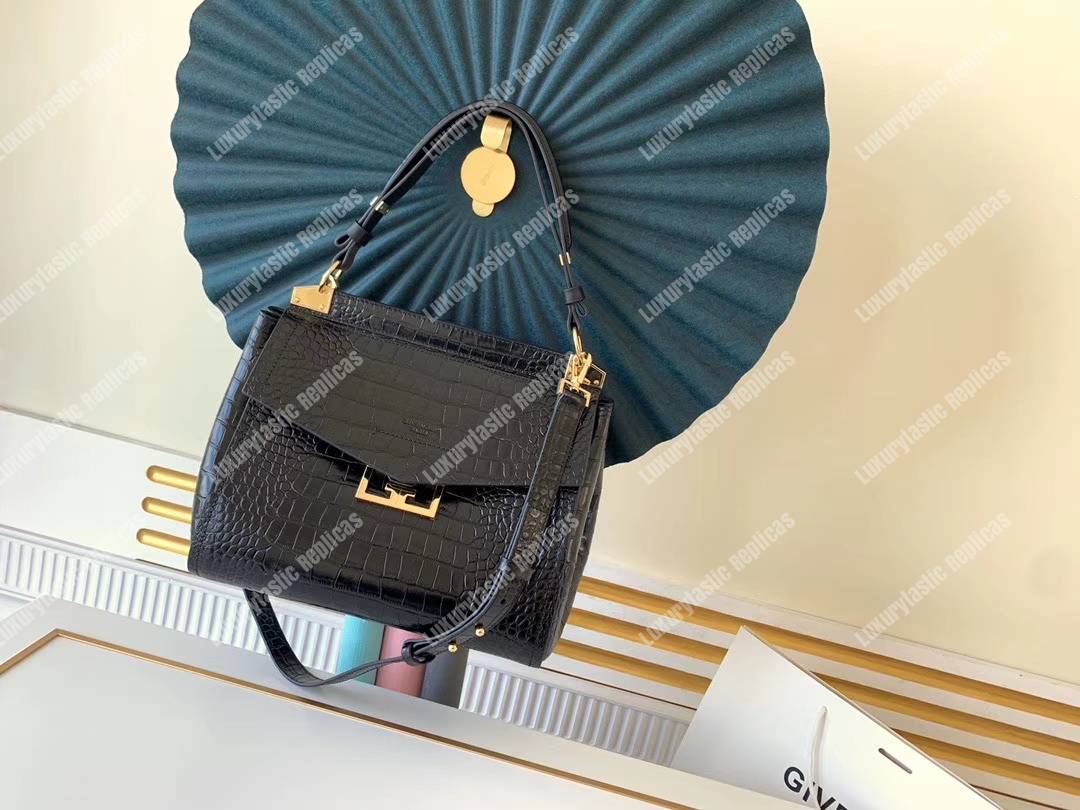 Givenchy Medium Mystic Bag In Crocodile-Effect Leather Black