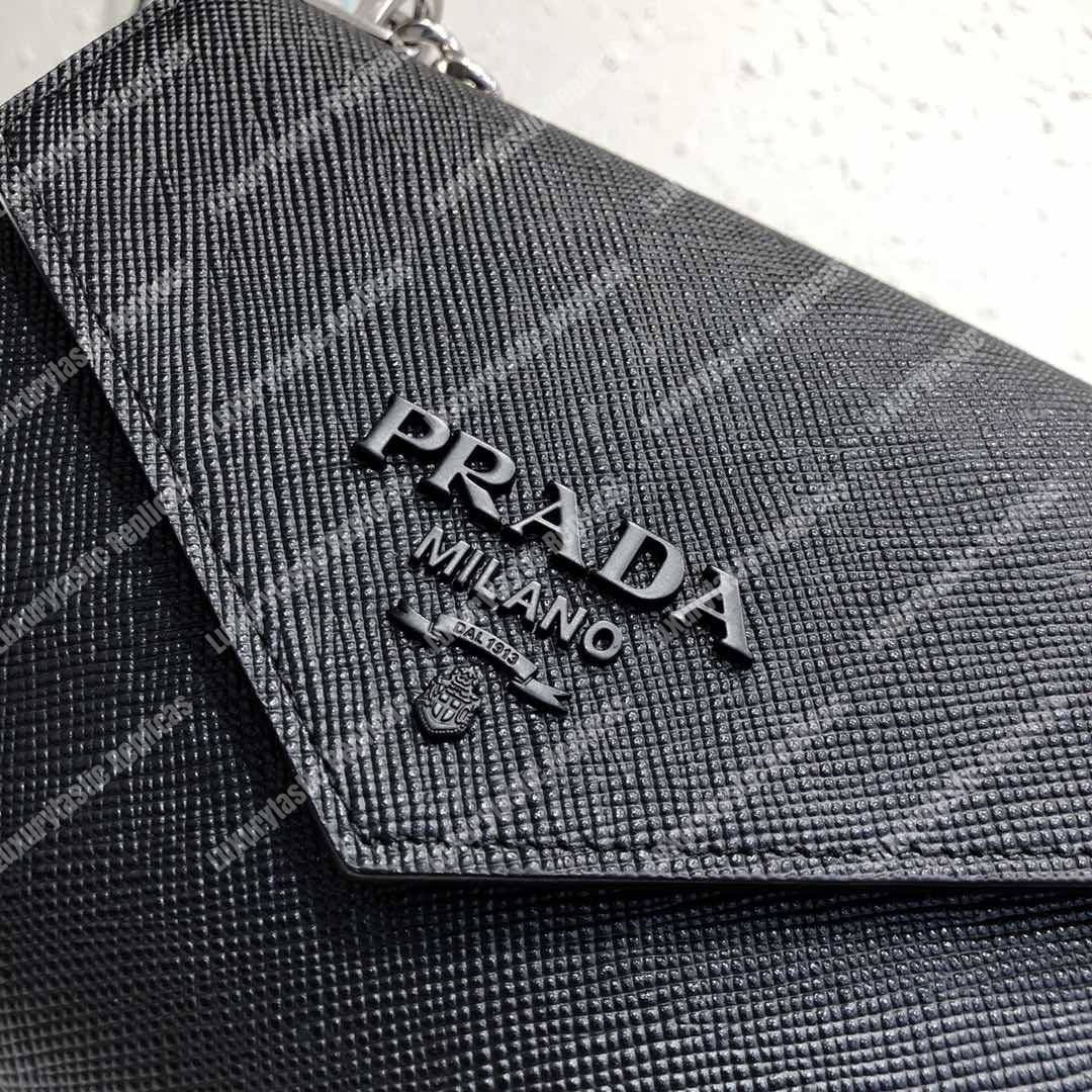 pra*a monoCh*0me saffiano leather bag black