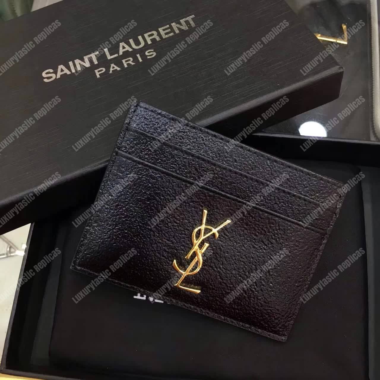 Saint Laurent Monogram Card Case Glitter Black