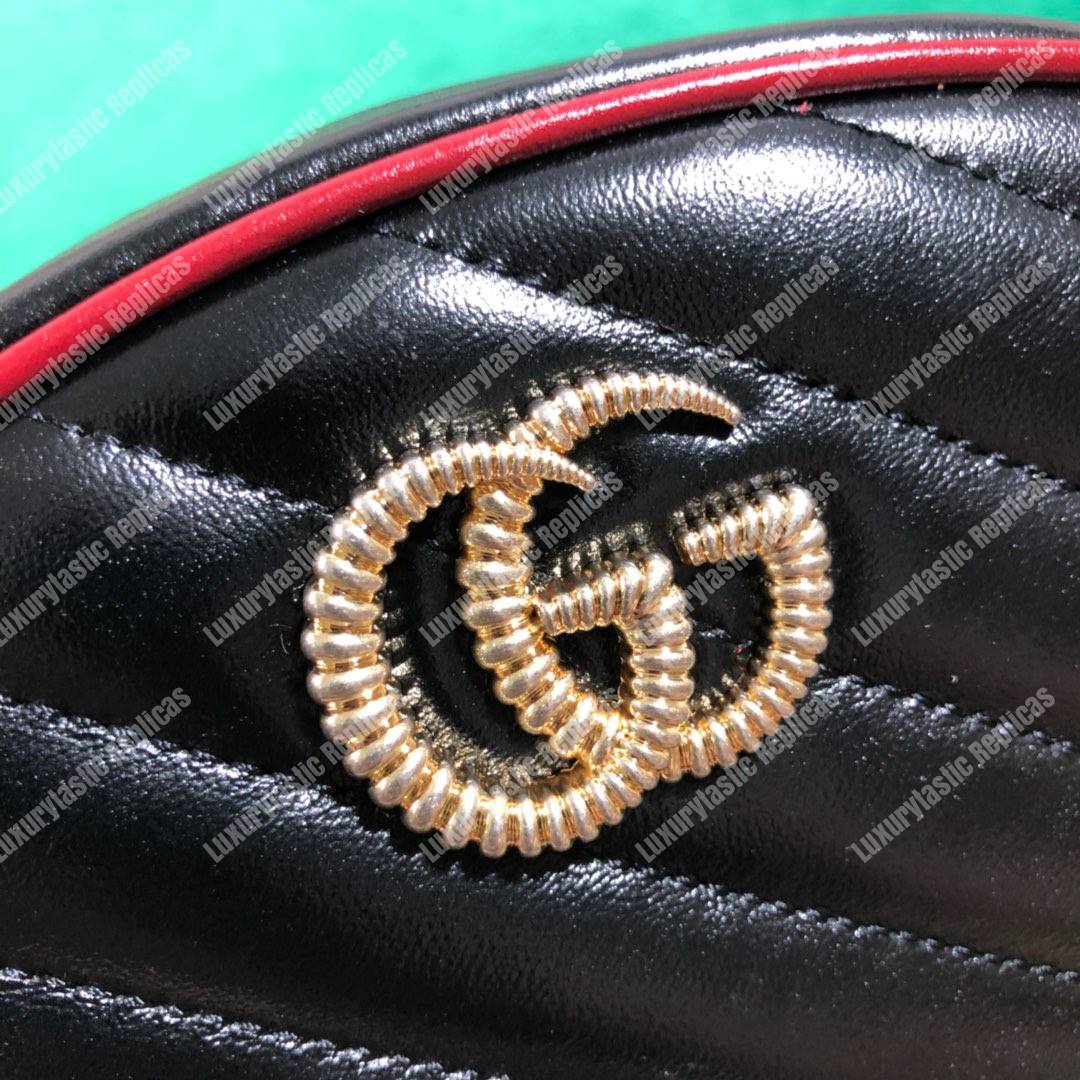 G*u*i gg marmont black cerise matelassé leather belt bag