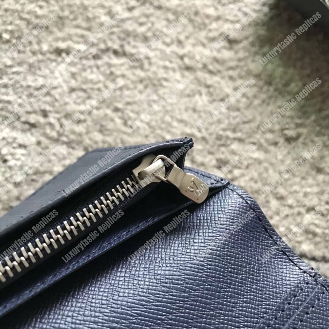 LV Brazza Wallet Taiga Leather Marine Light Blue
