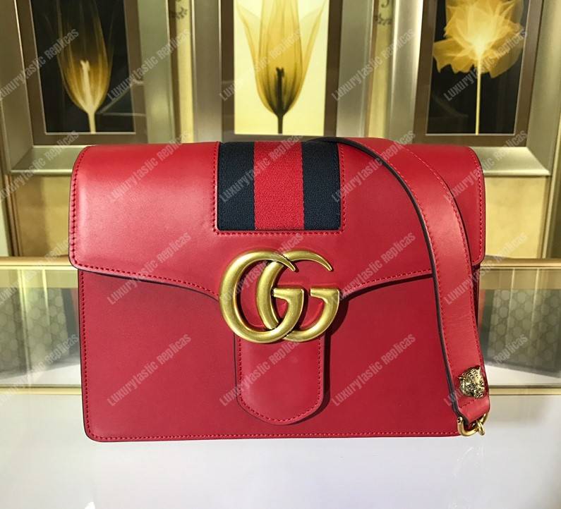 G*u*i gg marmont stylish striped canvas bag red