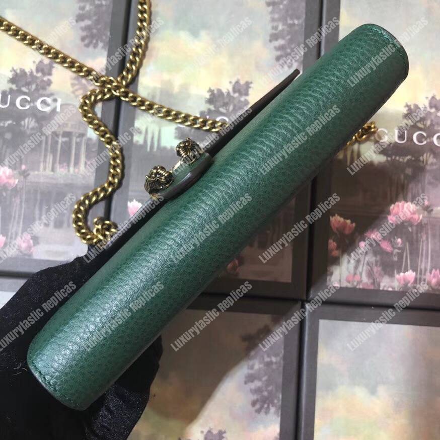 G*u*i calfskin garden dionysus chain wallet green with bat