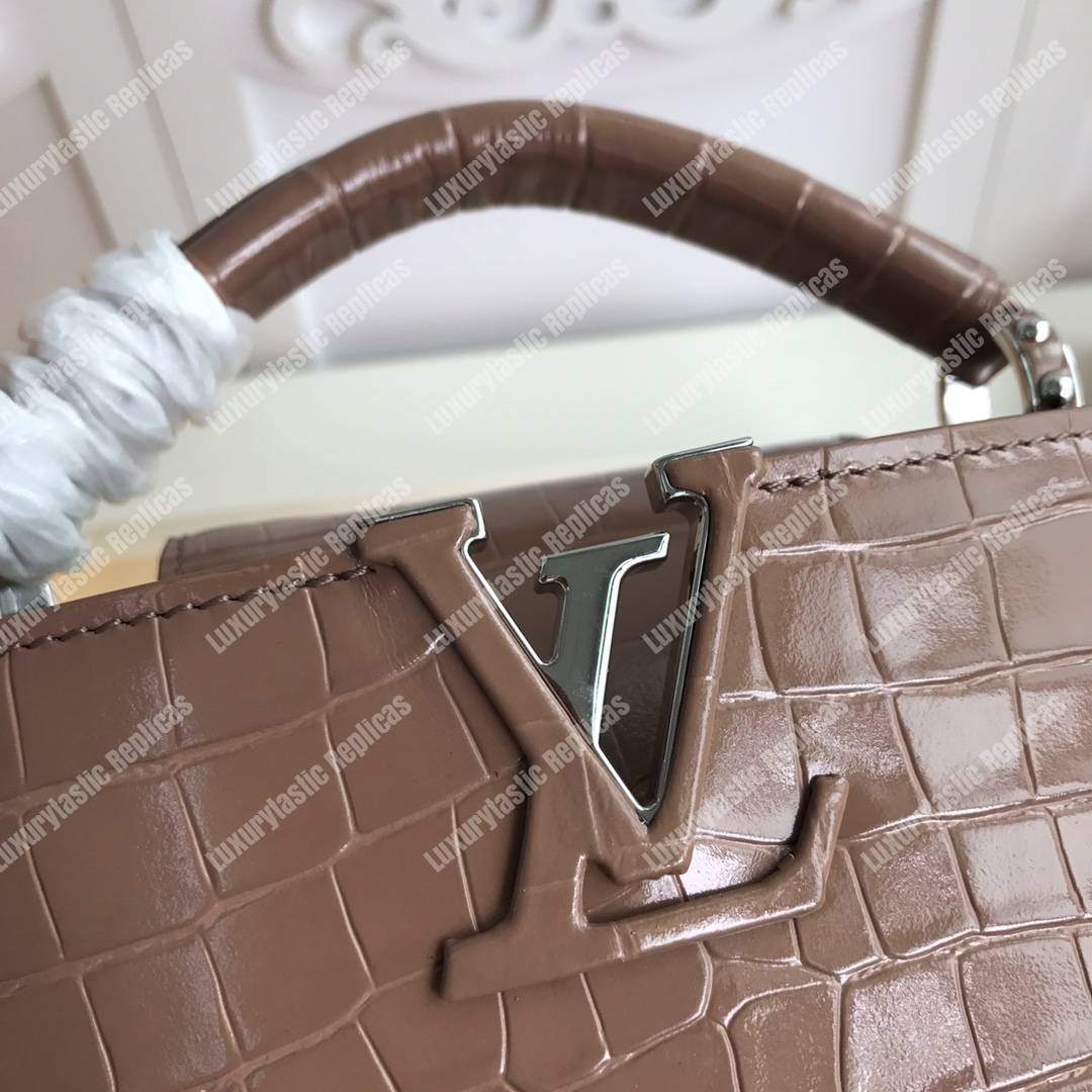 LV Capucines Mini Crocodilien Mat Taupe
