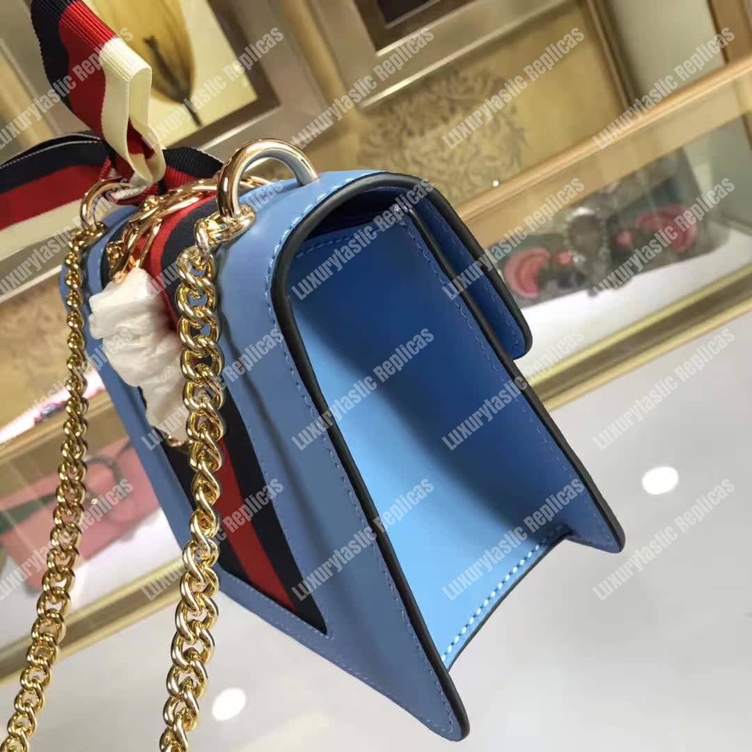 G*u*i sylvie leather mini chain bag light blue