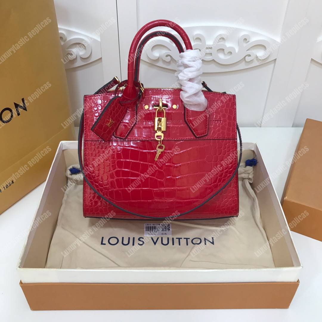 LV City Steamer PM Crocodilien Briliant Cerise