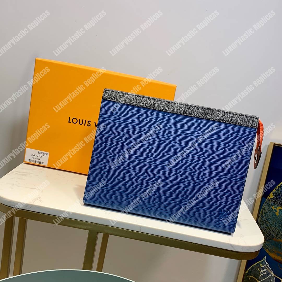 LV Pochette Voyage MM Damier Graphite coated Epi Leather Blue