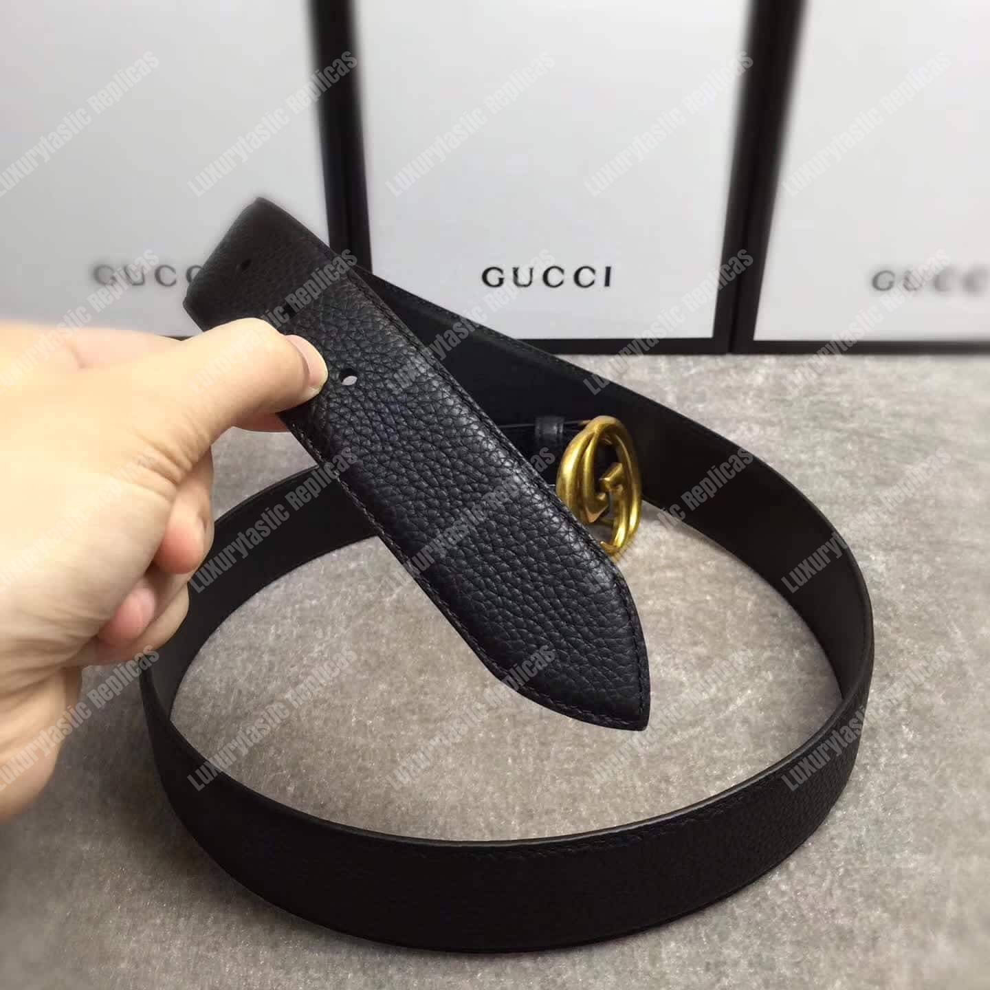 G*u*i leather belt with interlocking g buckle