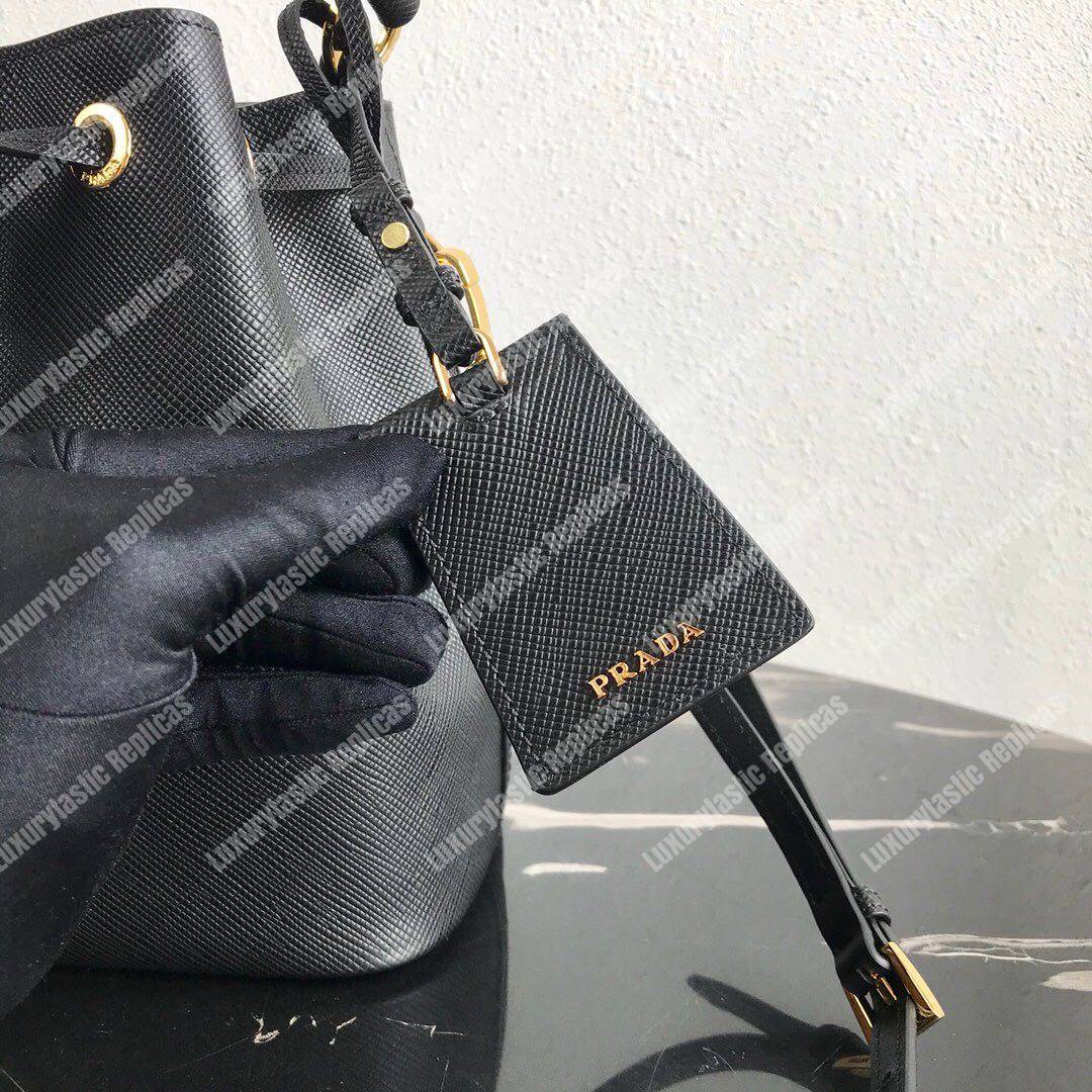 Pra*a saffiano leather bucket bag black