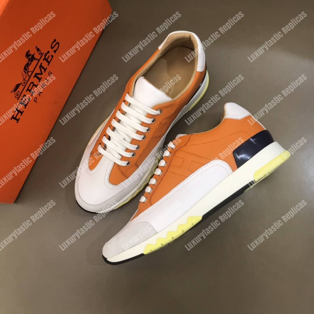 H**mes trail sneaker orange/white