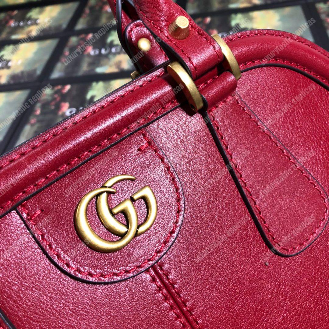 G*u*i re(belle) large top handle tote leather red
