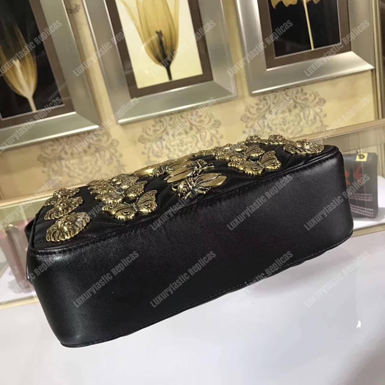 G*u*i gg marmont animal studs shoulder bag black