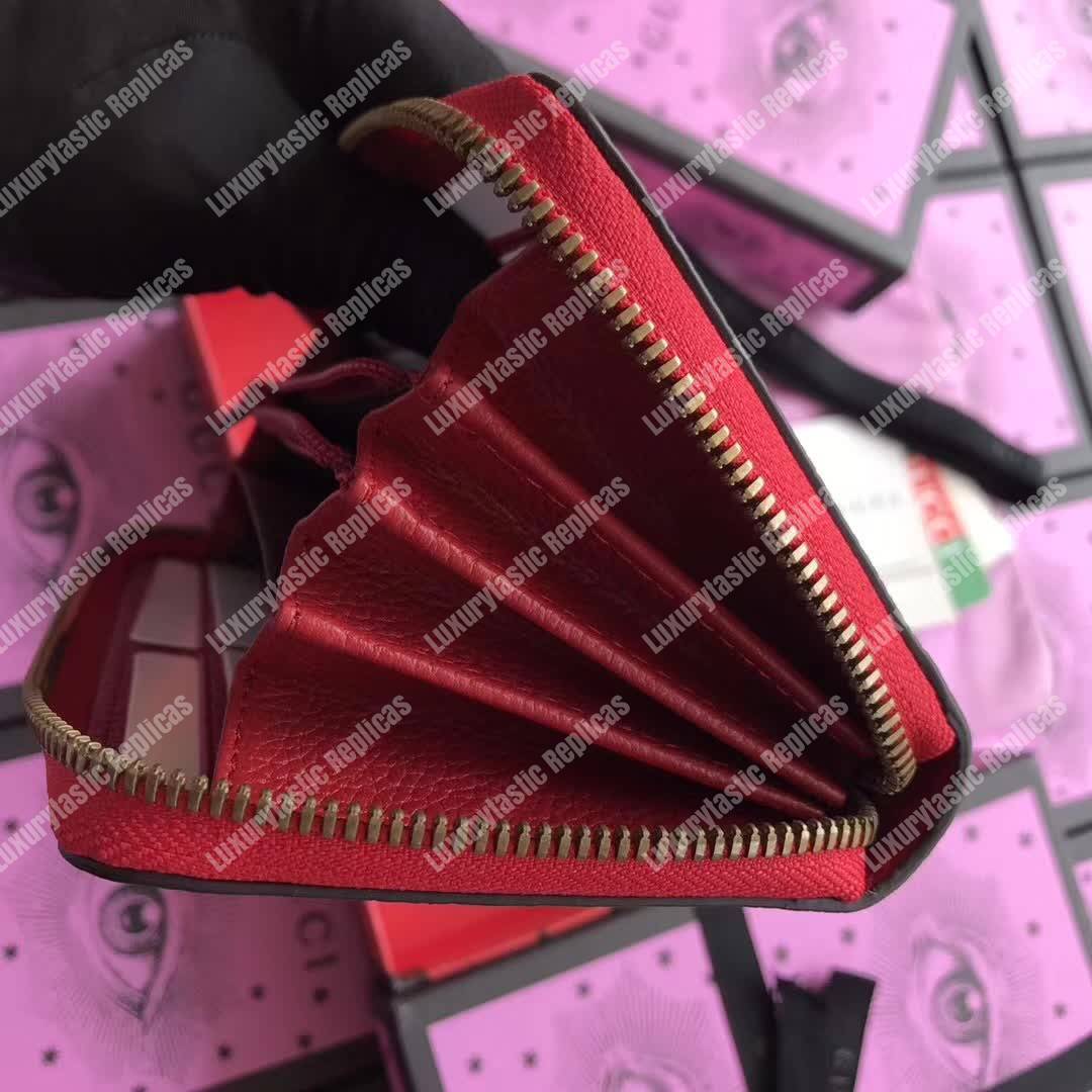 G*u*i print leather zip around wallet red