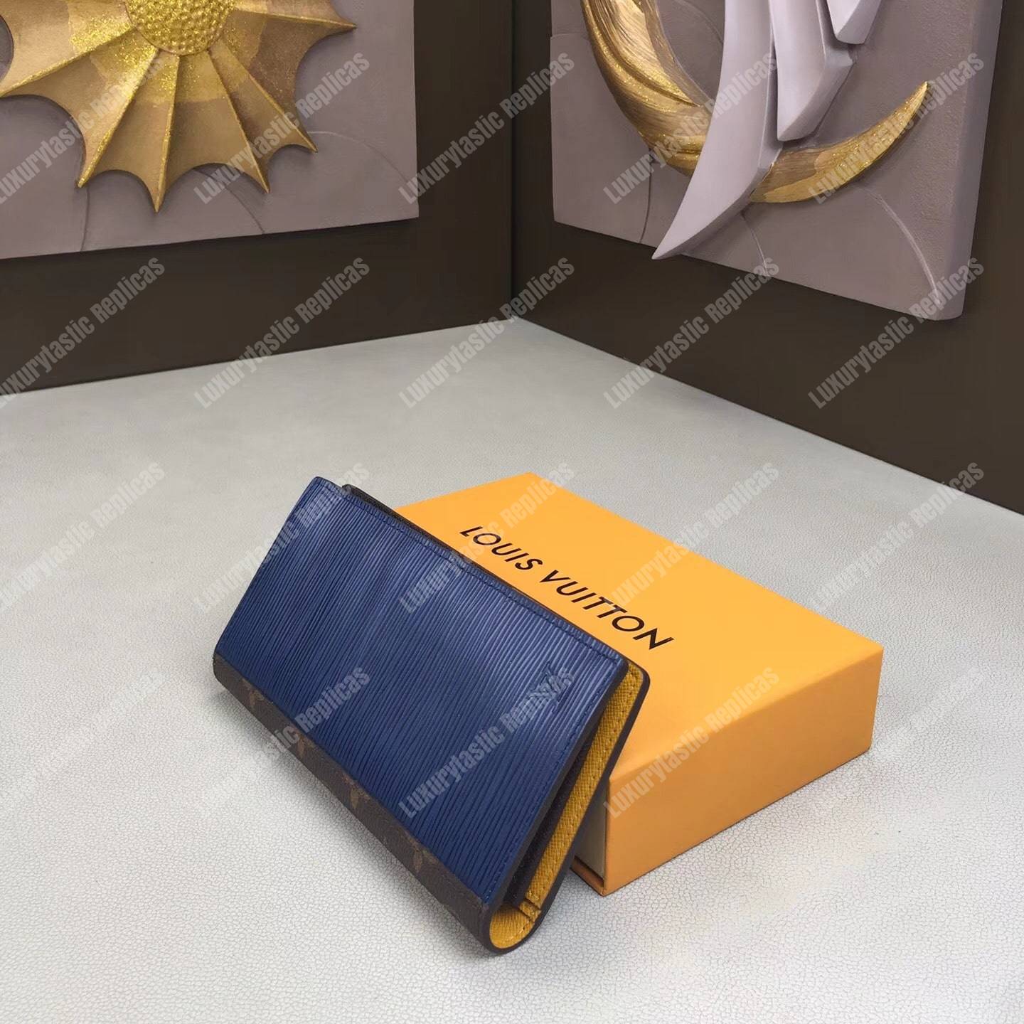 LV Brazza Wallet Epi Leather Blue