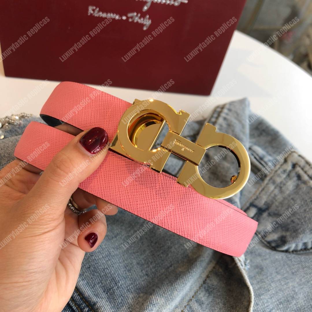 Salvatore Ferragamo Adjustable Gancini Belt Pink