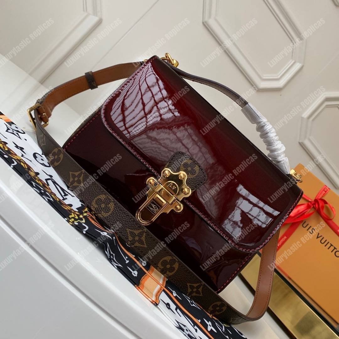 LV Cherrywood BB Smooth Patent Monogram Griotte