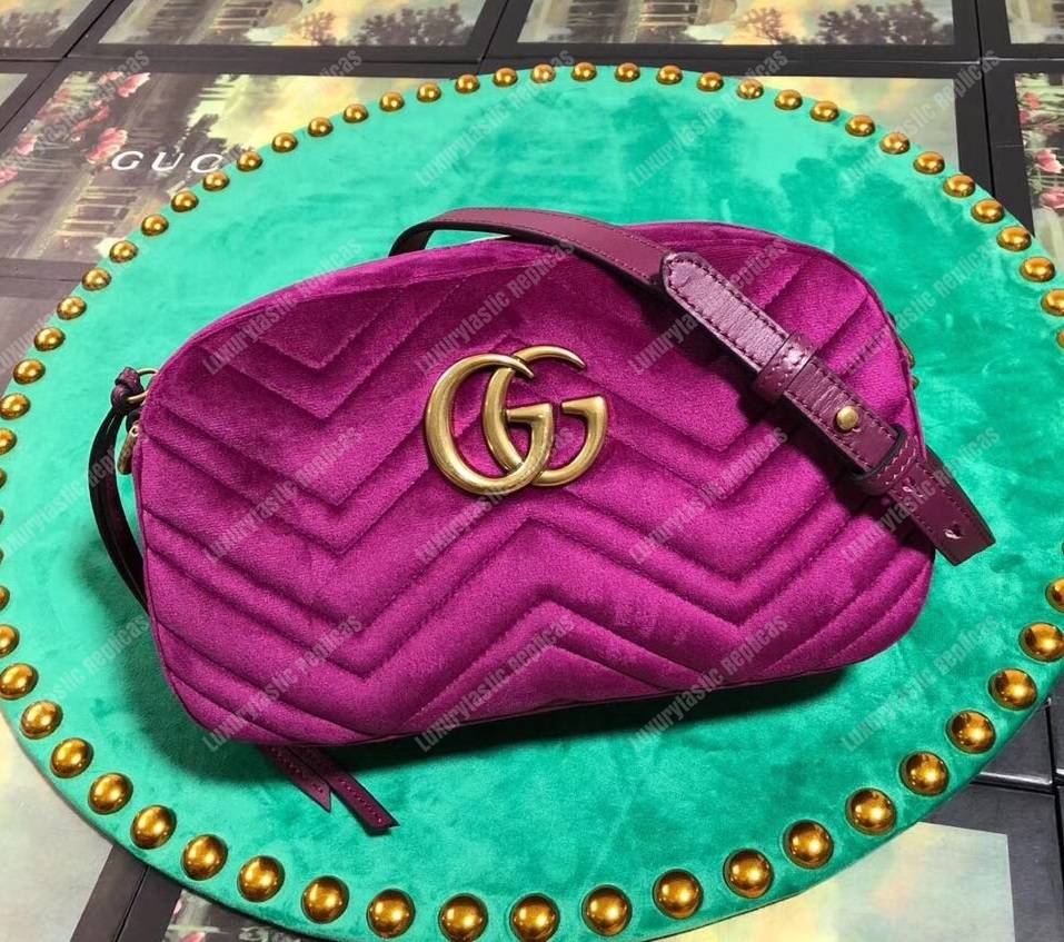 G*u*i gg marmont velvet small shoulder bag fuchsia