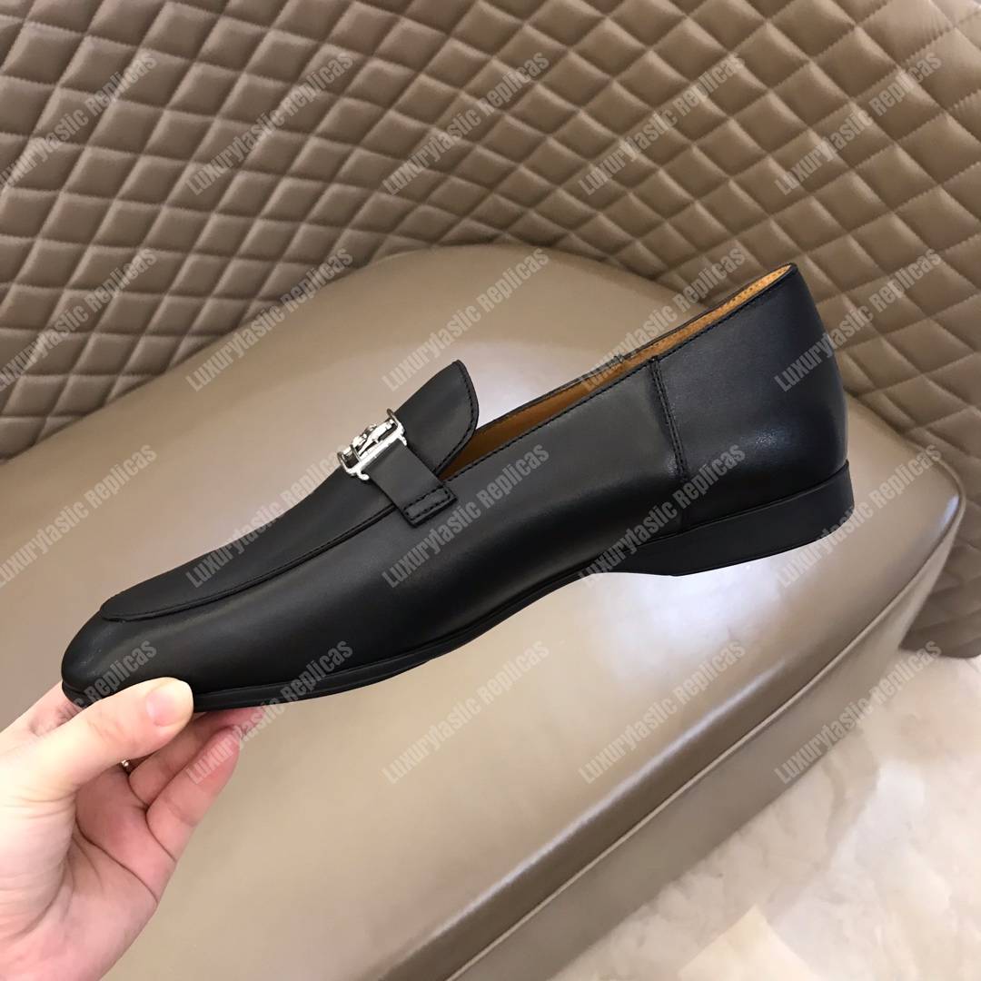 H**mes tenor loafer black leather