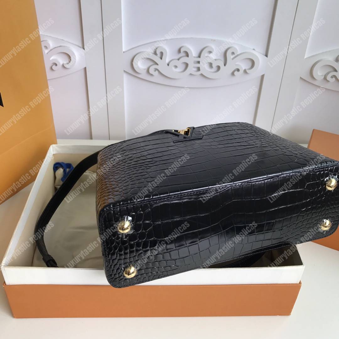 LV Capuccines BB Crocodilien Mat Noir