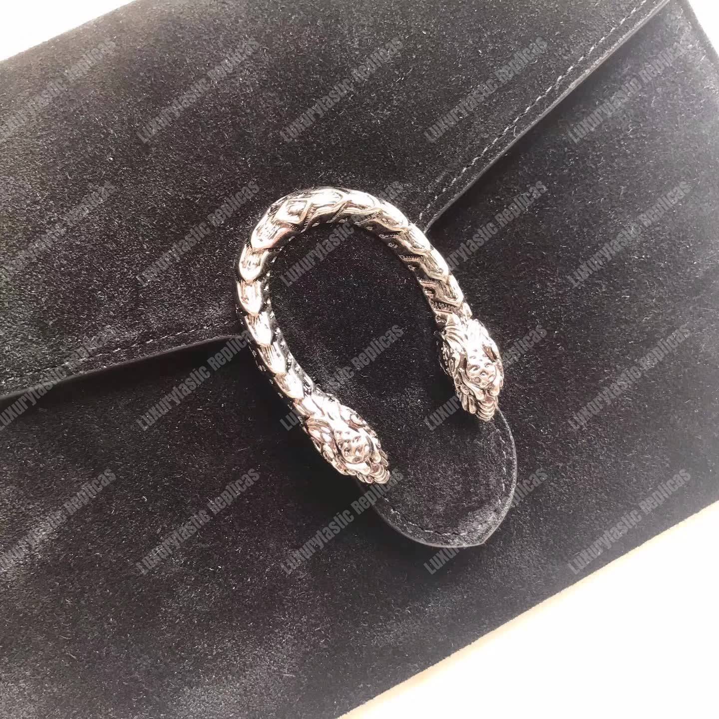 G*u*i dionysus suede mini chain bag black