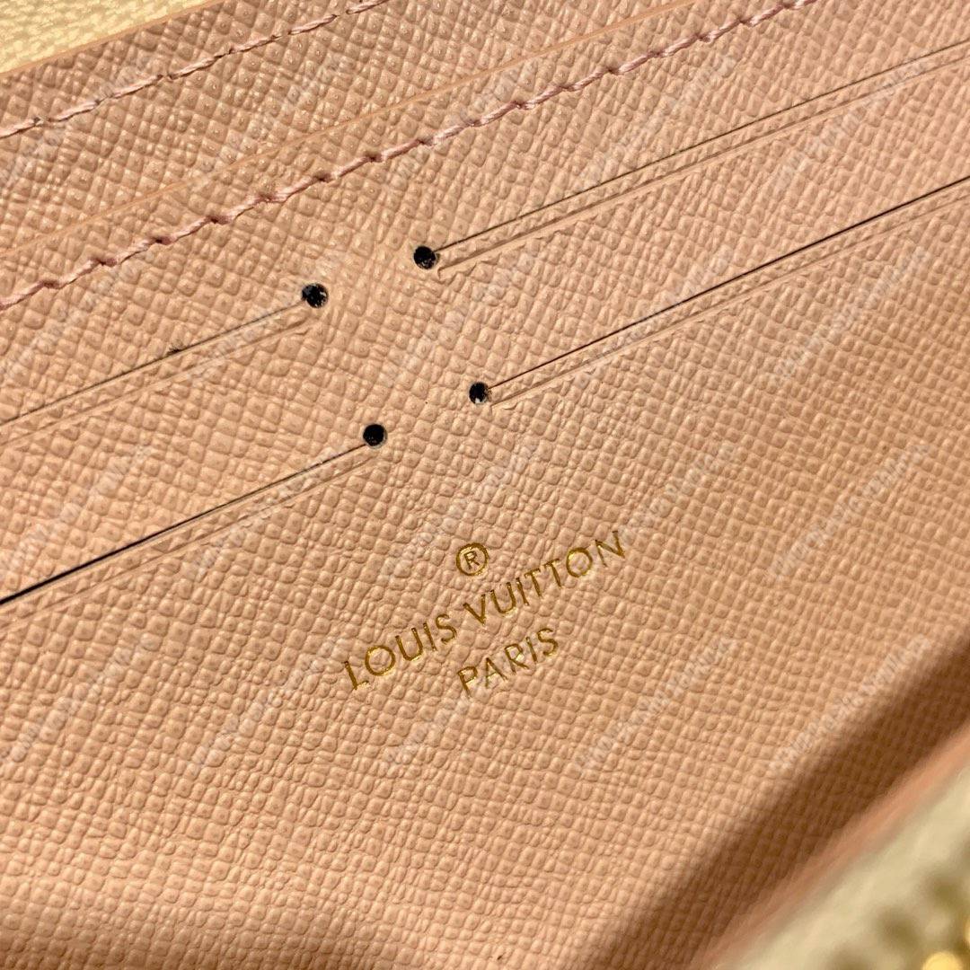 LV Clemence Wallet Damier Azur Rose Ballerine Pink