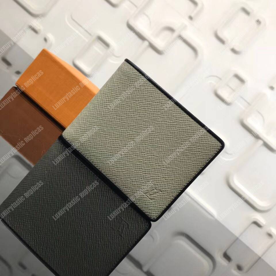 LV Multiple Wallet Taiga Leather Silver