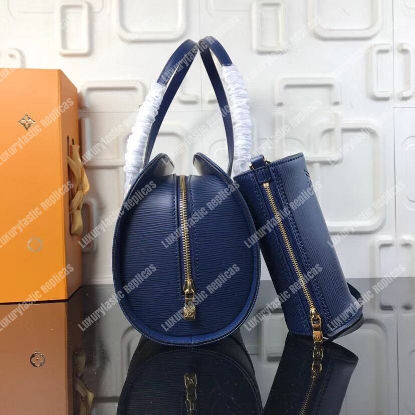 LV Soufflot Bag Black Epi Leather Blue