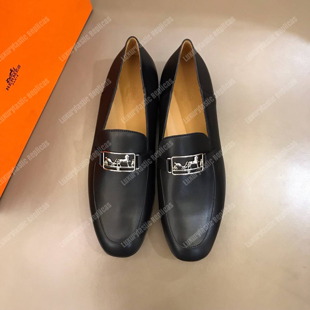 H**mes tenor loafer black leather