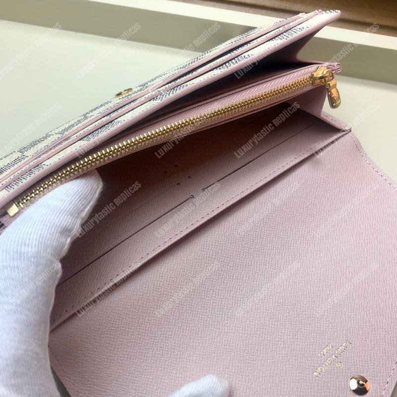 LV Sarah Wallet Damier Azur Eau de Rose Pink