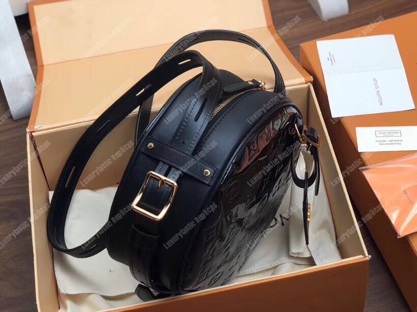 LV Boite Chapeau Souple Monogram Vernis Leather Noir