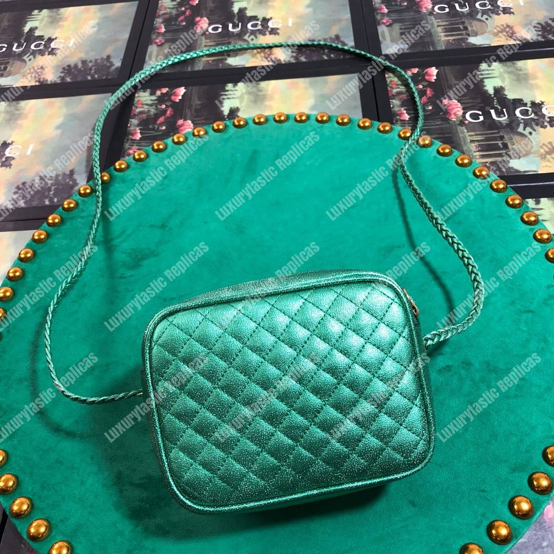 G*u*i mini laminated leather bag green