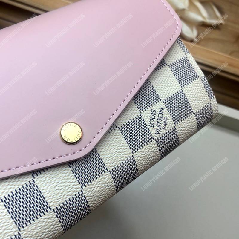 LV Sarah Wallet Damier Azur Eau de Rose Pink
