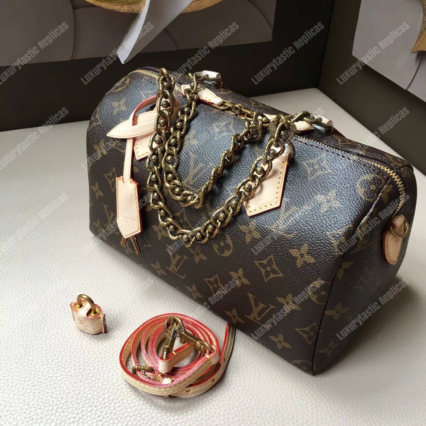LV Speedy 25 Chain Tote Bag Monogram Canvas