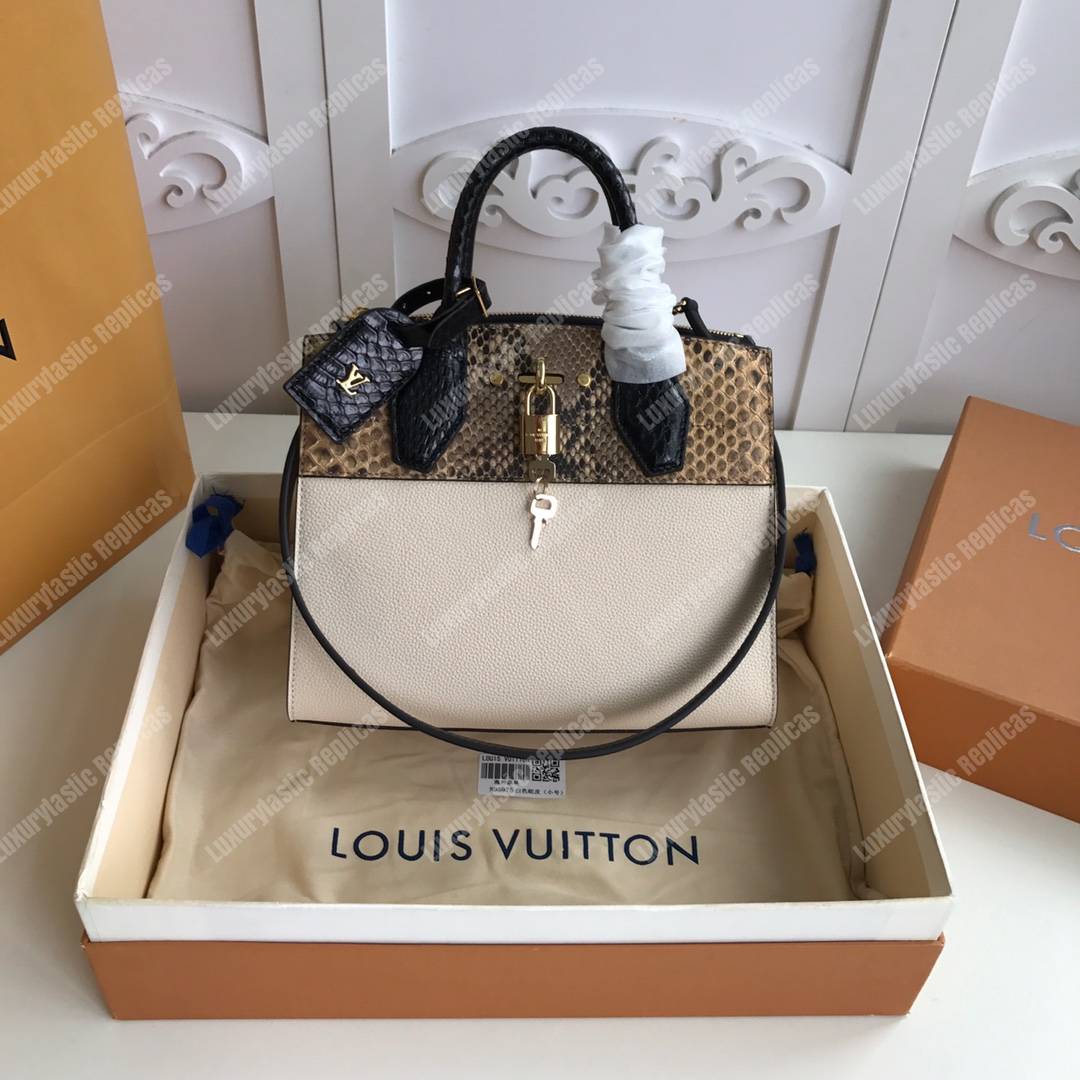 LV City Steamer PM Python Beige Snow