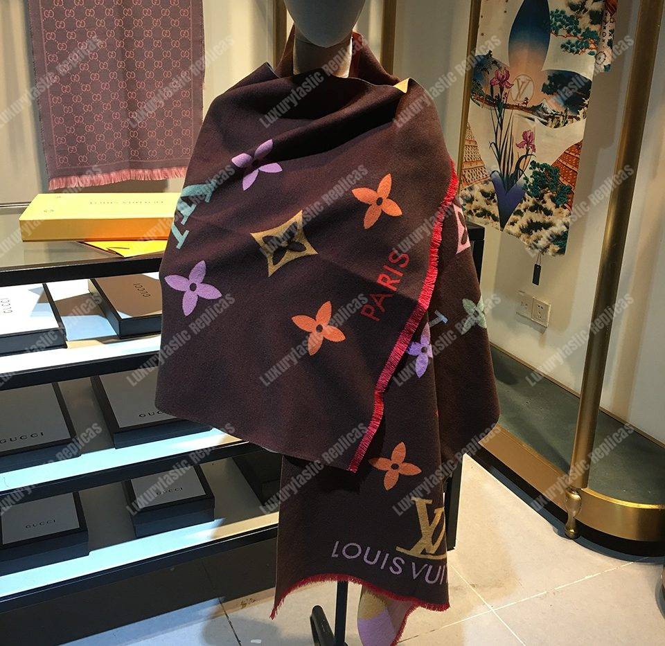 LV Reykjavik Scarf Cashmere & Wool Brown Multicolor