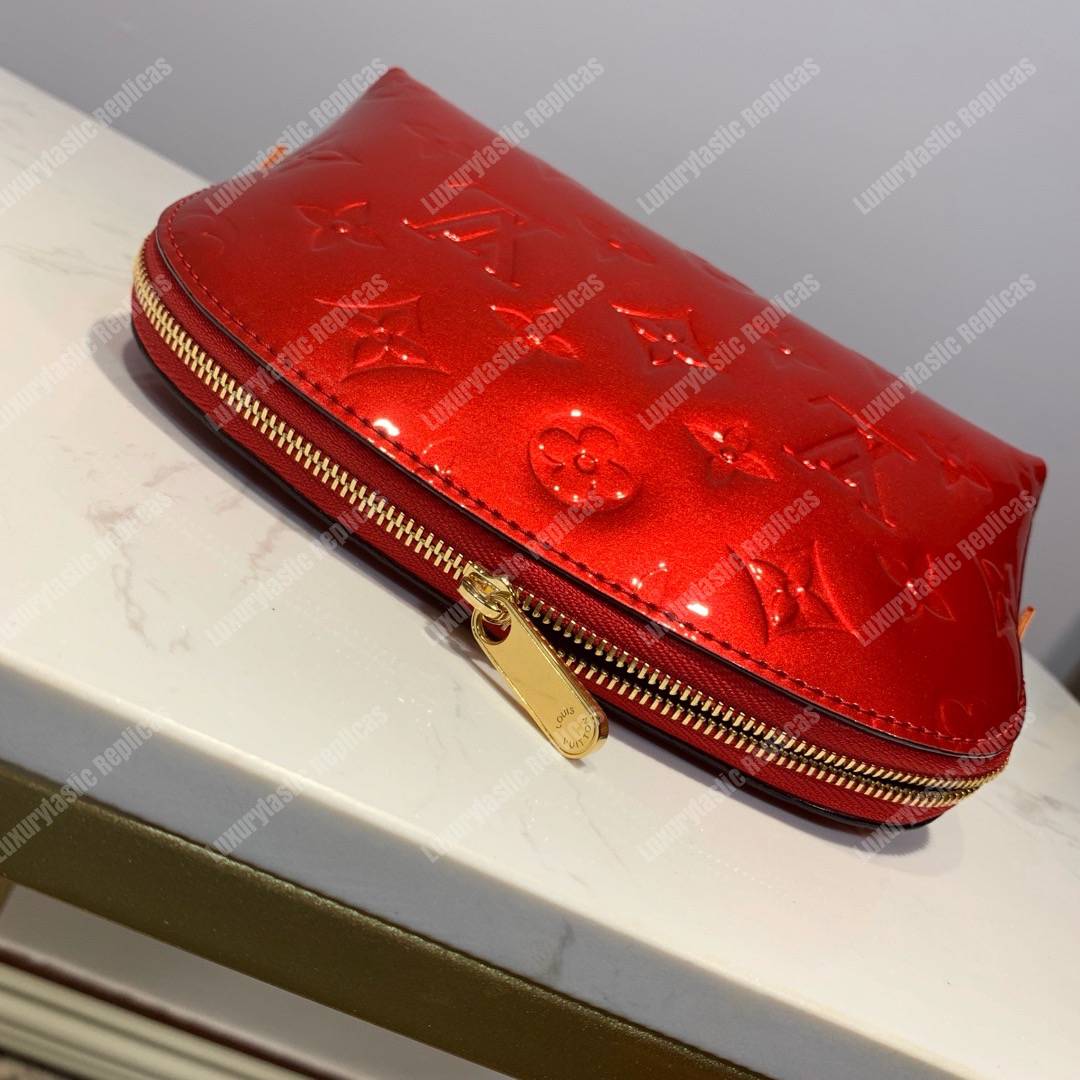 LV Cosmetic Pouch Monogram Vernis Leather Cherry