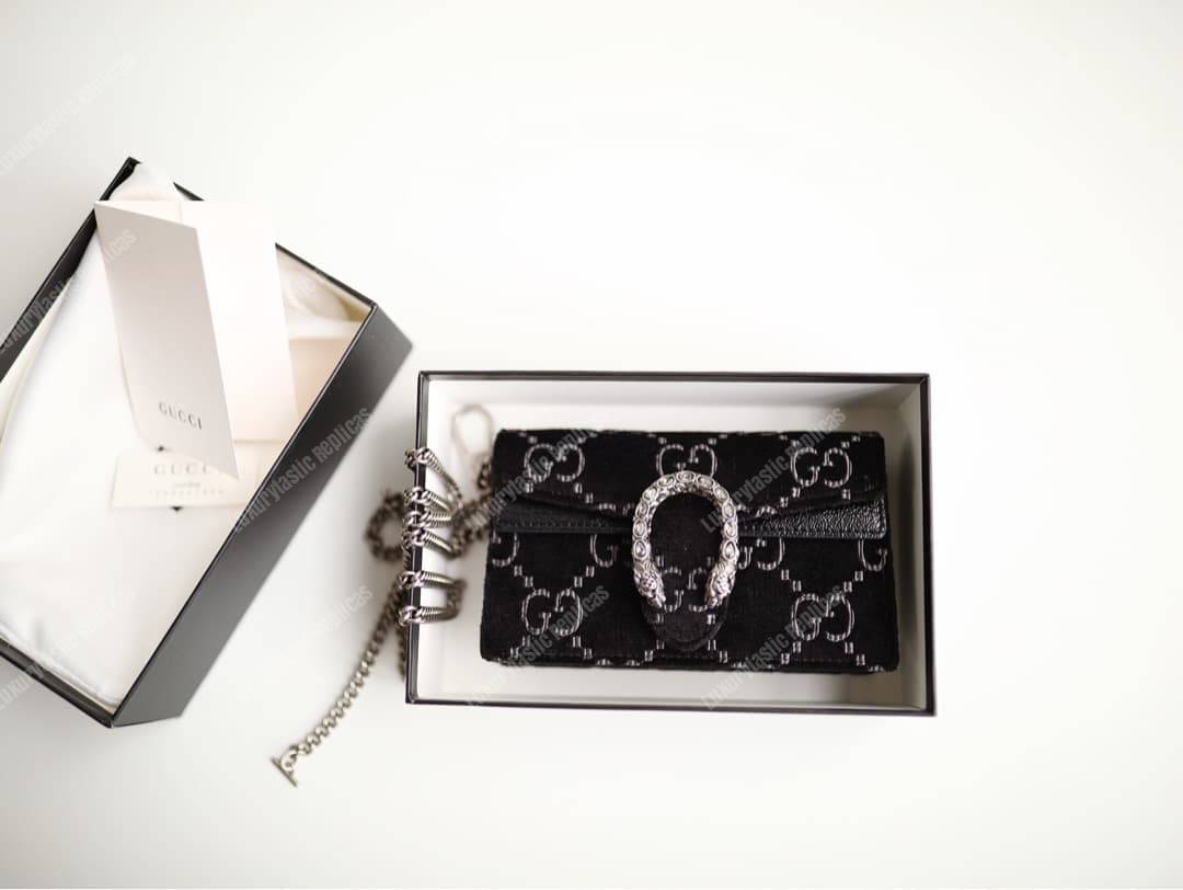 G*u*i dionysus gg velvet super mini bag black