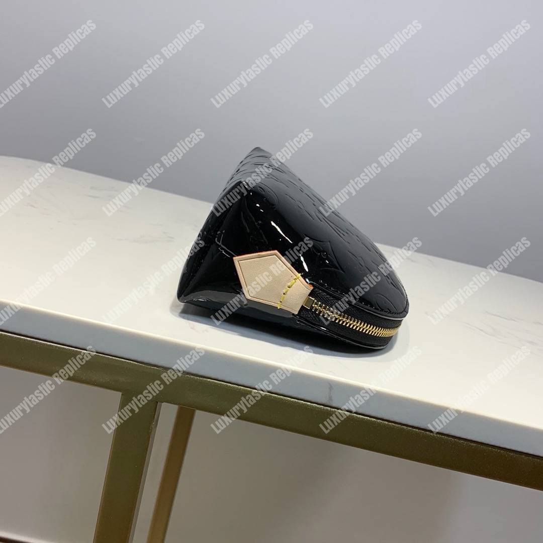 LV Cosmetic Pouch Vernis Leather Monogram Canvas Noir