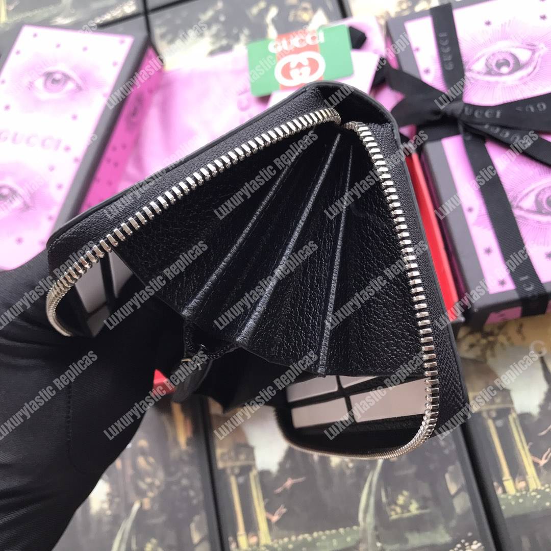 G*u*i stripe zip around leather wallet black