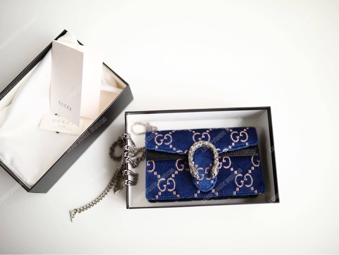 G*u*i dionysus gg velvet super mini bag blue