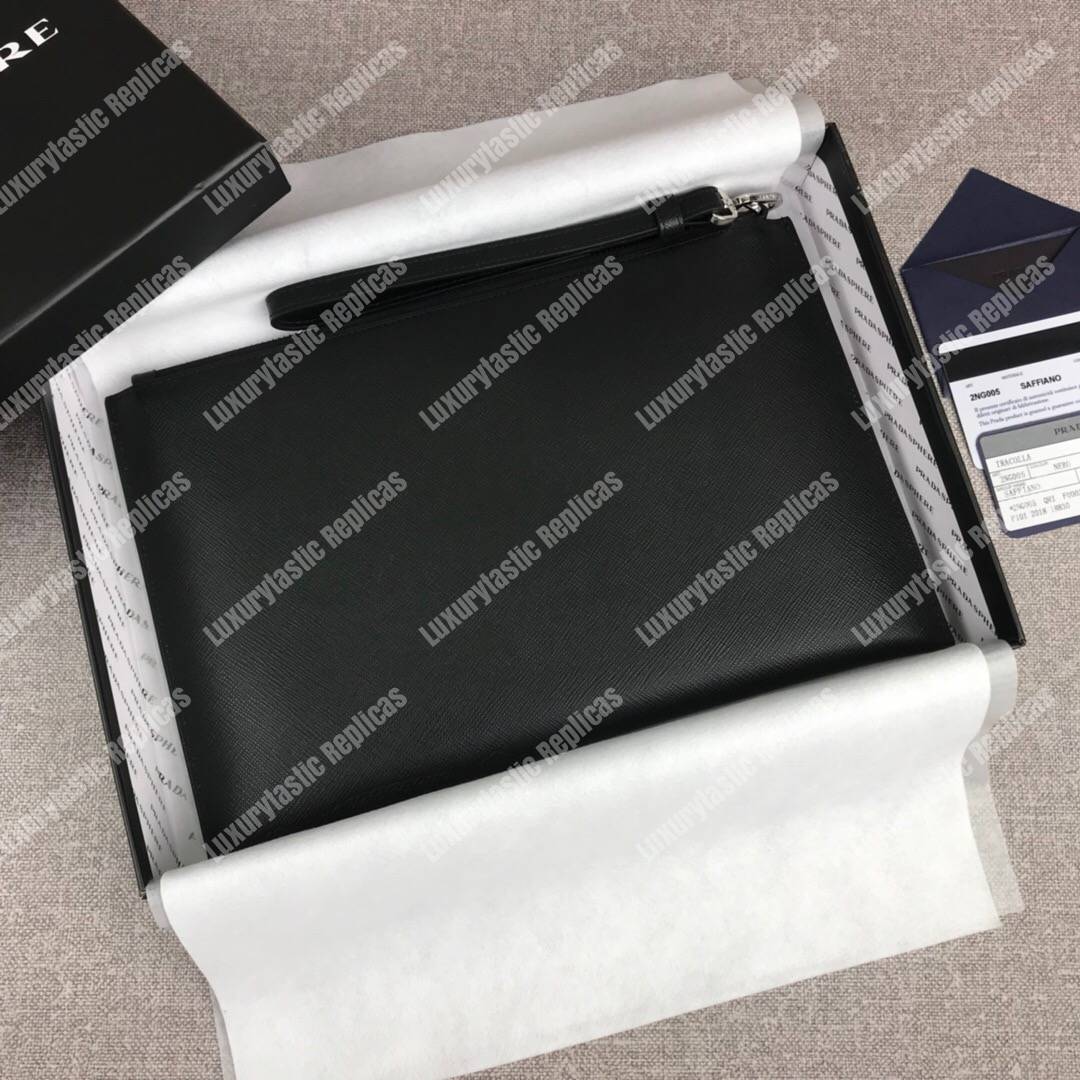 Pra*a saffiano leather document holder black