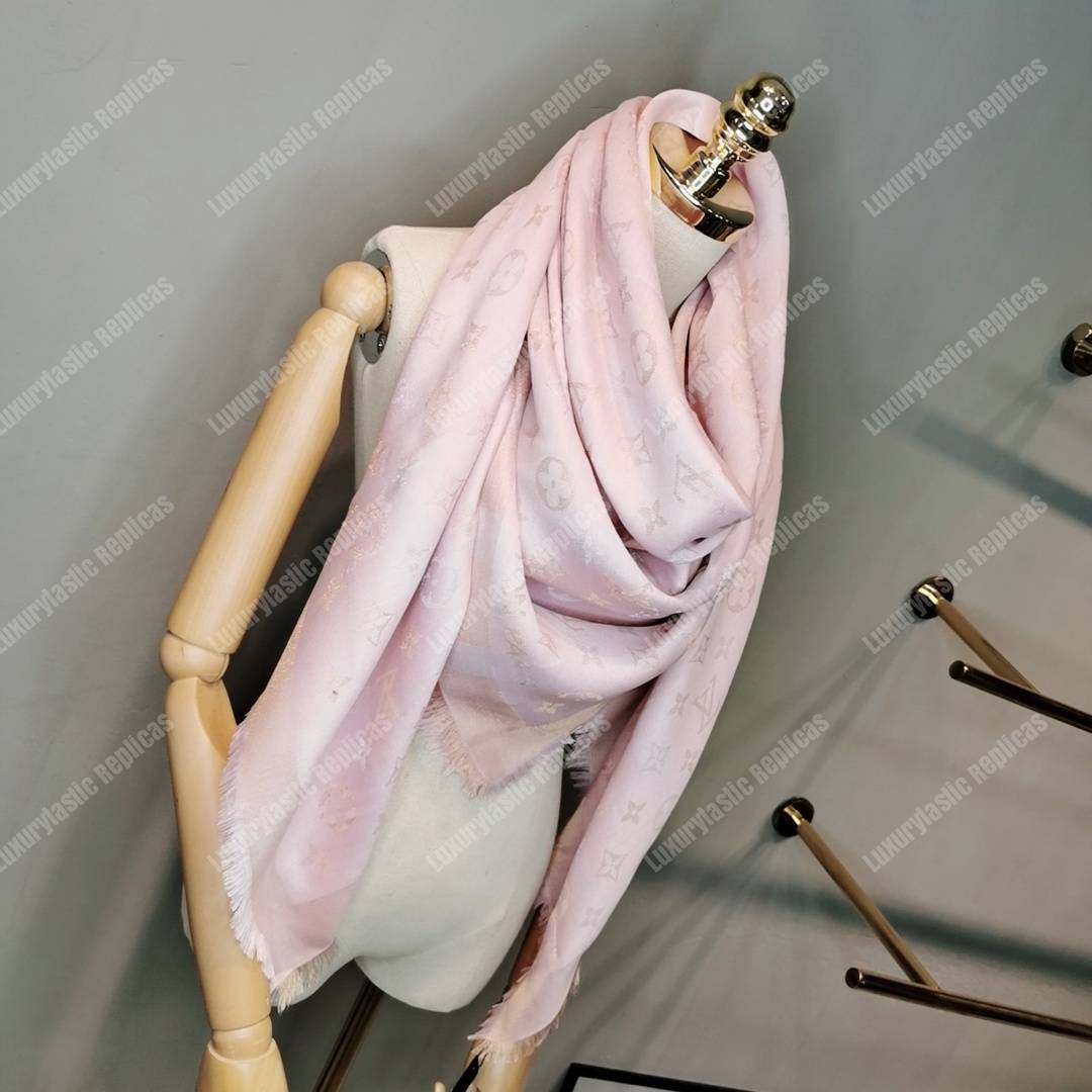 LV Monogram Shine Shawl Rose Velours