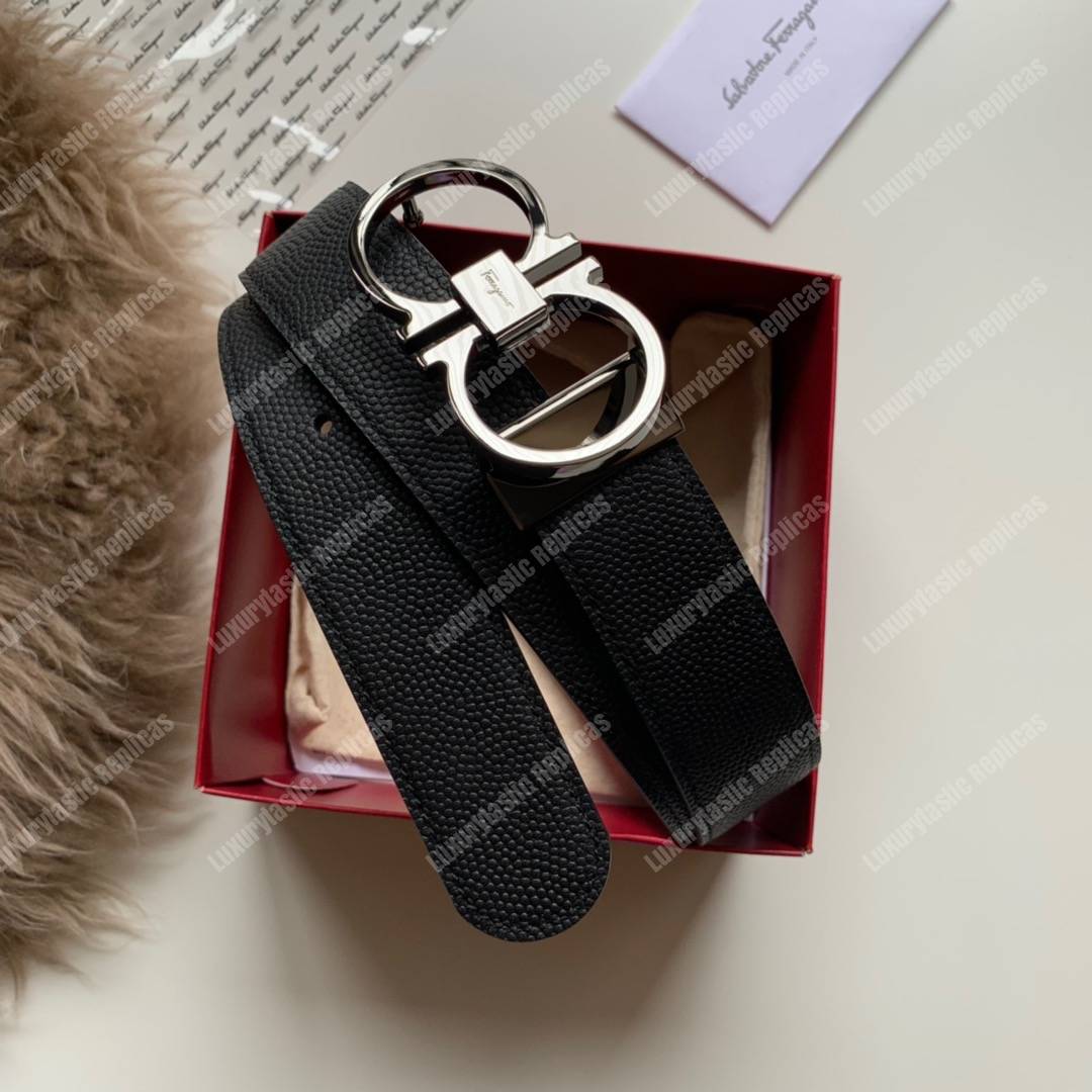 ﻿Salvatore Ferragamo Adjustable and Reversible Gancini Belt