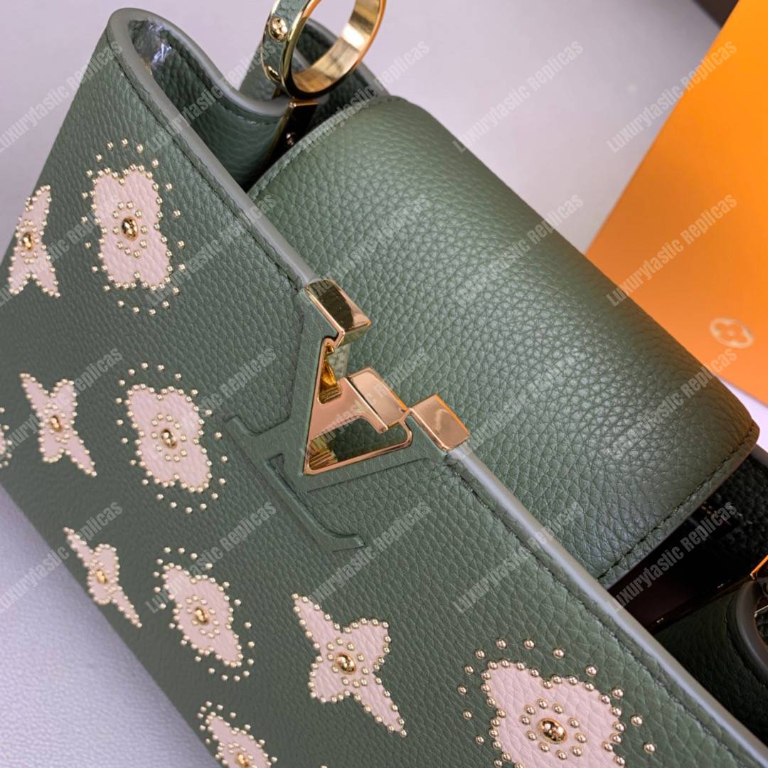 LV Capucines BB Taurillon Leather Monogram Flowers allover Khaki