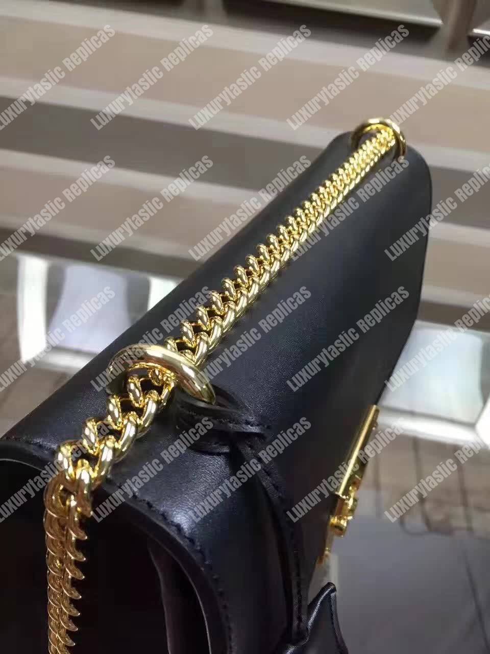G*u*i padlock leather shoulder bag black