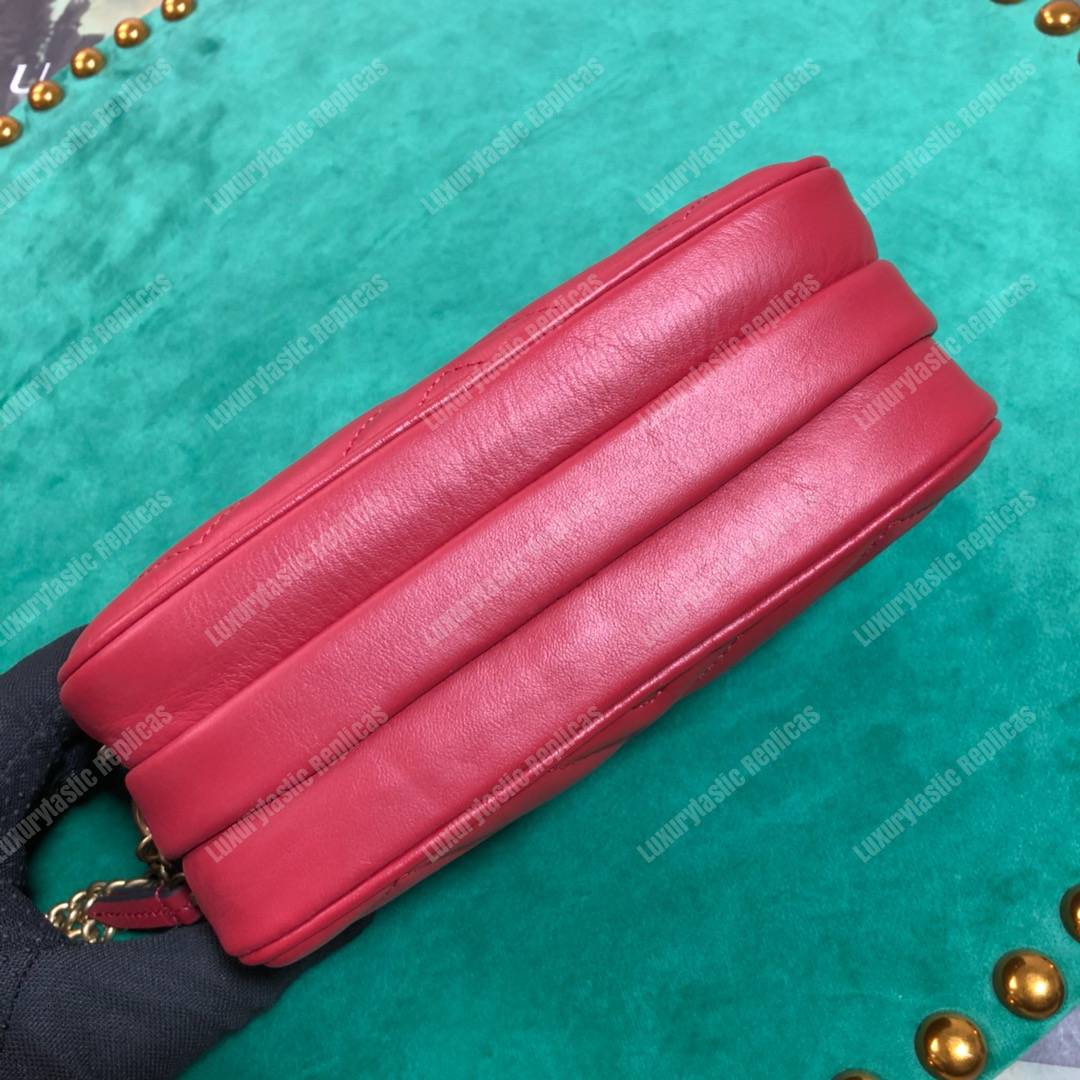 G*u*i gg marmont mini chain bag 3 zips hibiscus red